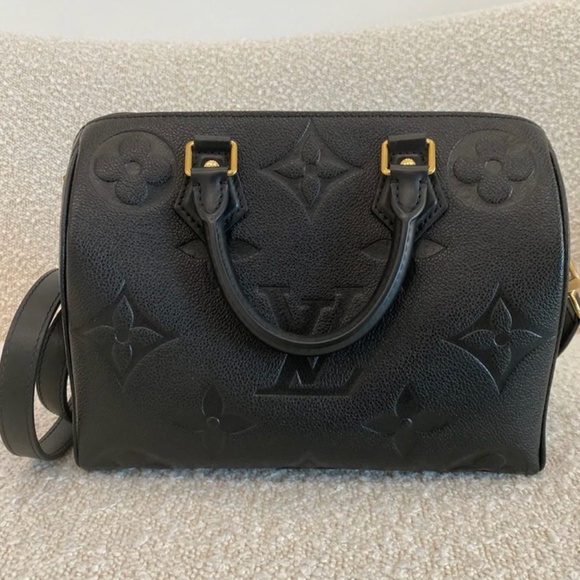 Louis Vuitton Handbags - Authentic Louis Vuitton Speedy Bandoulière 25 Black Monogram Empreinte Leather